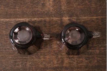 アンティーク雑貨　国産　切子ガラス　カップ&ソーサー　2客セット(R-040127)
