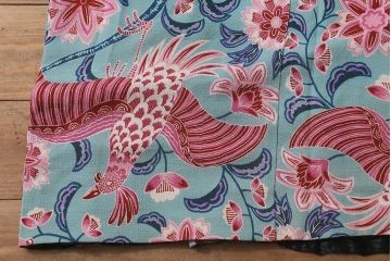アンティーク雑貨　大正昭和初期　花鳥図　縮緬(ちりめん)長襦袢(古布正絹)(R-040129)