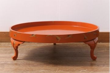 アンティーク雑貨　明治大正　輪島塗　千羽鶴蒔絵丸膳(木製漆器)(R-040132)