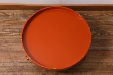 アンティーク雑貨　明治大正　輪島塗　千羽鶴蒔絵丸膳(木製漆器)(R-040132)