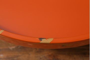 アンティーク雑貨　明治大正　輪島塗　千羽鶴蒔絵丸膳(木製漆器)(R-040132)