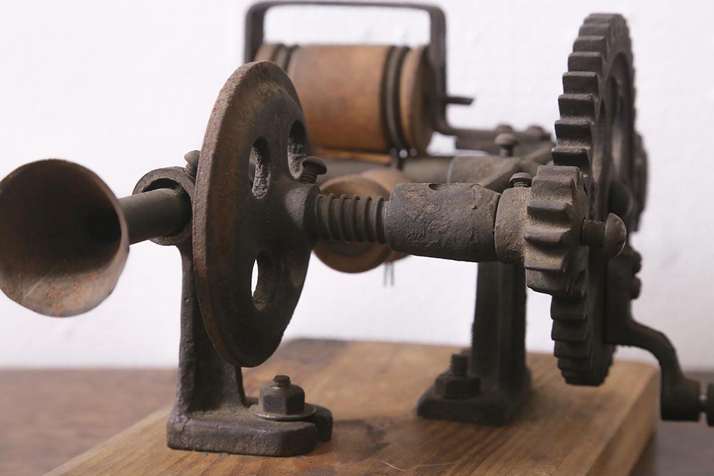 ジャンク品　アンティーク雑貨　古民具　池下式　ワラ巻器(藁巻き機)(R-040135)