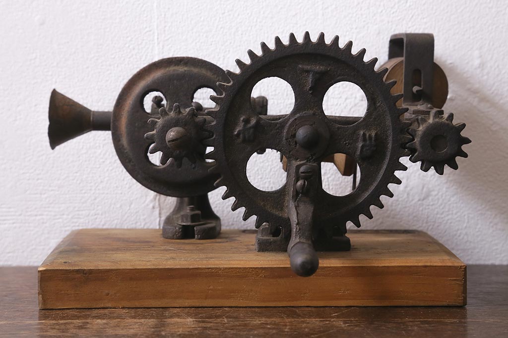 ジャンク品　アンティーク雑貨　古民具　池下式　ワラ巻器(藁巻き機)(R-040135)