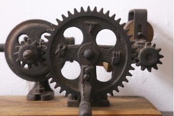 ジャンク品　アンティーク雑貨　古民具　池下式　ワラ巻器(藁巻き機)(R-040135)