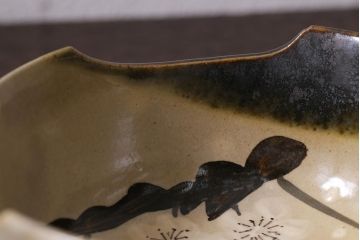 アンティーク家具　大正昭和初期　梅花文　古い美濃焼小鉢4客(皿、向付)(R-040136)