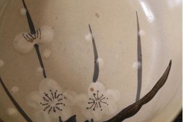 アンティーク家具　大正昭和初期　梅花文　古い美濃焼小鉢4客(皿、向付)(R-040136)