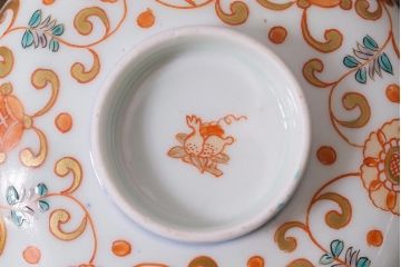 アンティーク雑貨　古民具・骨董　江戸期　上品な雰囲気の色絵蓋付茶碗3客セット(和食器)(R-040139)