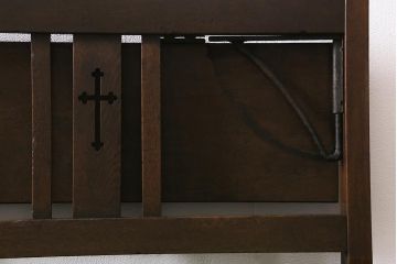 アンティーク家具　和製アンティーク　大正昭和初期　ナラ材製　クラシカルな雰囲気漂うチャーチベンチ(ベンチ、椅子)(R-040140)