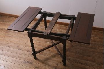 アンティーク家具　イギリスアンティーク　オーク材　ツイストレッグのドローリーフテーブル(エクステンションテーブル、ダイニングテーブル)(R-040141)