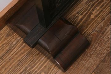 中古　民芸家具　明治大正期　漆塗り　ケヤキ材製　組子細工が上品な衝立(つい立て、パーテーション)(R-040142)