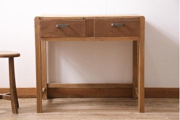 アンティーク家具　昭和初期　ストリップド(剥離)　引き出し付き　透かし入りのノスタルジックな平机(ワークデスク、机、在宅ワーク、在宅用)(R-040146)