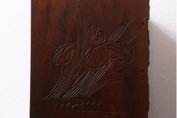 中古　伝統工芸　日光彫り　華やかな花の意匠が目を惹く小引き出し(小物収納)(R-040166)