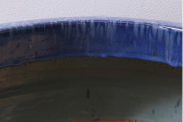 アンティーク雑貨　昭和中期　濃淡のある青色が美しいなまこ釉の火鉢(鉢カバー)(R-040172)