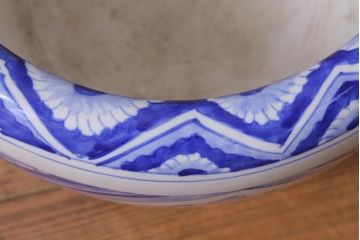 アンティーク雑貨　昭和中期　山水図　和モダンな雰囲気漂う瀬戸火鉢(鉢カバー)(R-040173)