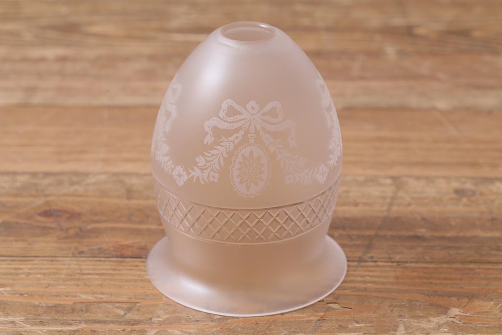 ヴィンテージ照明　フランスビンテージ　フロストガラス　美しい模様が浮かび上がるガラスシェードのペンダントライト(天井照明、シェード)(R-040180)