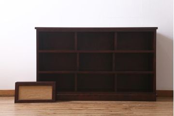 中古　国産　民芸家具　クズ布張り　モダンなデザインがおしゃれなサイドボード　(R-040184)