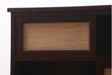 中古　国産　民芸家具　クズ布張り　モダンなデザインがおしゃれなサイドボード　(R-040184)