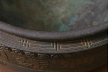 アンティーク雑貨　骨董　大正昭和初期　特大　銅火鉢　上手物(R-040190)