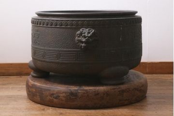 アンティーク雑貨　骨董　大正昭和初期　特大　銅火鉢　上手物(R-040190)