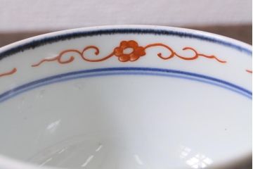 アンティーク雑貨　明治期　染付色絵茶碗2客セット(和食器)(R-040196)