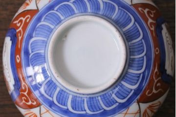 アンティーク雑貨　明治期　染付色絵茶碗2客セット(和食器)(R-040196)