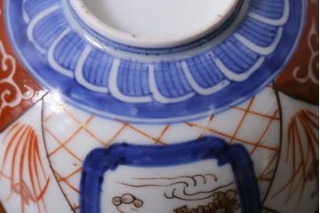アンティーク雑貨　明治期　染付色絵茶碗2客セット(和食器)(R-040196)