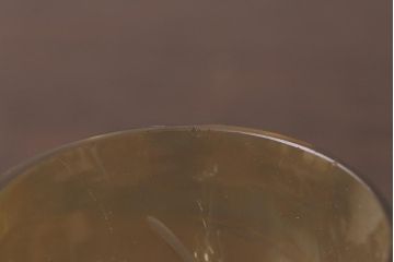 アンティーク雑貨　戦前　昭和初期　取っ手付黄色切子グラス6客セット　箱付(コップ、和ガラス)(R-040216)