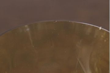 アンティーク雑貨　戦前　昭和初期　取っ手付黄色切子グラス6客セット　箱付(コップ、和ガラス)(R-040216)