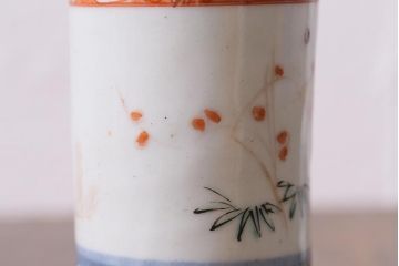 アンティーク雑貨　江戸期　蛸唐草　色絵　一対　お神酒徳利(和食器、骨董)(R-040217)