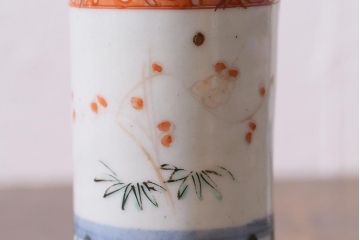 アンティーク雑貨　江戸期　蛸唐草　色絵　一対　お神酒徳利(和食器、骨董)(R-040217)