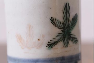アンティーク雑貨　江戸期　蛸唐草　色絵　一対　お神酒徳利(和食器、骨董)(R-040217)