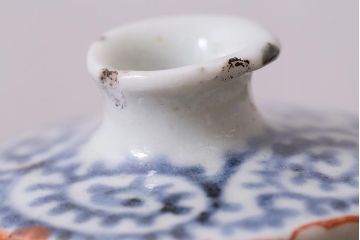 アンティーク雑貨　江戸期　蛸唐草　色絵　一対　お神酒徳利(和食器、骨董)(R-040217)