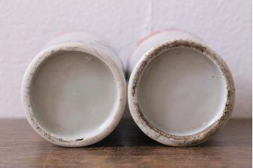 アンティーク雑貨　江戸期　蛸唐草　色絵　一対　お神酒徳利(和食器、骨董)(R-040217)