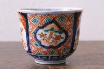 アンティーク雑貨　幕末〜明治　伊万里　色絵　蕎麦猪口2客セット(湯呑、向付、和食器)(R-040218)