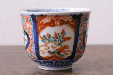 アンティーク雑貨　幕末〜明治　伊万里　色絵　蕎麦猪口2客セット(湯呑、向付、和食器)(R-040218)