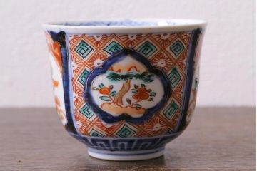 アンティーク雑貨　幕末〜明治　伊万里　色絵　蕎麦猪口2客セット(湯呑、向付、和食器)(R-040218)
