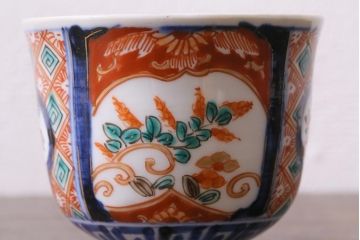 アンティーク雑貨　幕末〜明治　伊万里　色絵　蕎麦猪口2客セット(湯呑、向付、和食器)(R-040218)