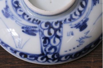 アンティーク雑貨　和製アンティーク　幕末〜明治期　大化年制　染付　蓋茶碗(和食器)(R-040219)