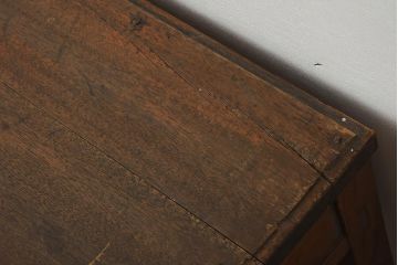 レトロ家具　和製アンティーク　昭和初期　3本線がアクセントになったレトロな平机(デスク、ワークデスク、在宅ワーク、在宅用)(R-040221)