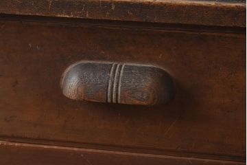 レトロ家具　和製アンティーク　昭和初期　3本線がアクセントになったレトロな平机(デスク、ワークデスク、在宅ワーク、在宅用)(R-040221)