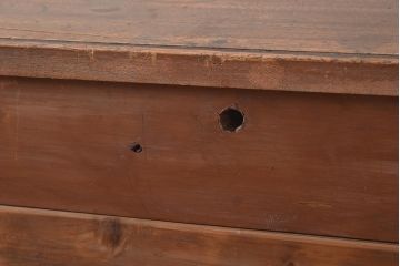 レトロ家具　和製アンティーク　昭和初期　3本線がアクセントになったレトロな平机(デスク、ワークデスク、在宅ワーク、在宅用)(R-040221)