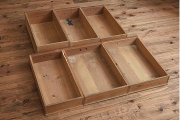 アンティーク家具　昭和初期　ヒノキ材　温かみのある木肌が魅力のレトロな片袖デスク(机、在宅ワーク、在宅用ワークデスク)(R-040222)