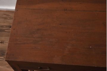 アンティーク家具　昭和初期　ヒノキ材　温かみのある木肌が魅力のレトロな片袖デスク(机、在宅ワーク、在宅用ワークデスク)(R-040222)