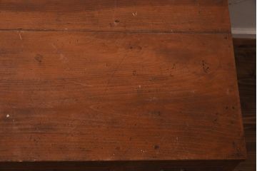 アンティーク家具　昭和初期　ヒノキ材　温かみのある木肌が魅力のレトロな片袖デスク(机、在宅ワーク、在宅用ワークデスク)(R-040222)