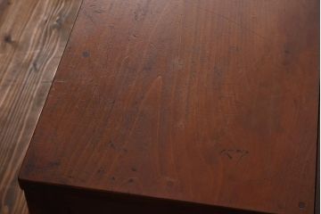 アンティーク家具　昭和初期　ヒノキ材　温かみのある木肌が魅力のレトロな片袖デスク(机、在宅ワーク、在宅用ワークデスク)(R-040222)