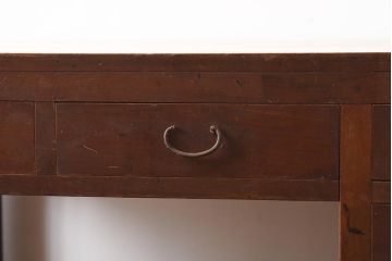 アンティーク家具　昭和初期　ヒノキ材　温かみのある木肌が魅力のレトロな片袖デスク(机、在宅ワーク、在宅用ワークデスク)(R-040222)