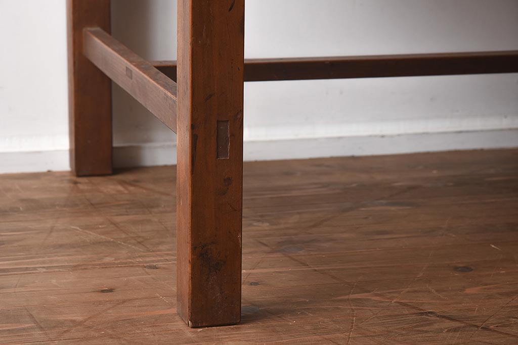 アンティーク家具　昭和初期　ヒノキ材　温かみのある木肌が魅力のレトロな片袖デスク(机、在宅ワーク、在宅用ワークデスク)(R-040222)