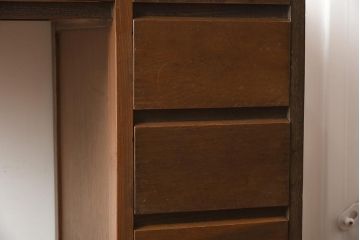 アンティーク家具　昭和中期　ナラ材　すっきりとしたデザインのレトロな片袖デスク(机、在宅ワーク、在宅用ワークデスク)(R-040223)