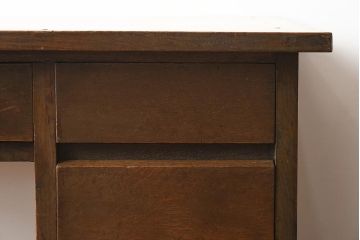 アンティーク家具　昭和中期　ナラ材　すっきりとしたデザインのレトロな片袖デスク(机、在宅ワーク、在宅用ワークデスク)(R-040224)