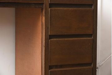 アンティーク家具　昭和中期　ナラ材　すっきりとしたデザインのレトロな片袖デスク(机、在宅ワーク、在宅用ワークデスク)(R-040224)